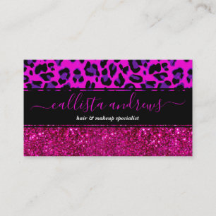 Carte De Visite Mode moderne Parties scintillant rose violet Leopa
