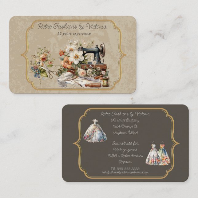 Carte De Visite Mode rétro (Devant / Derrière)