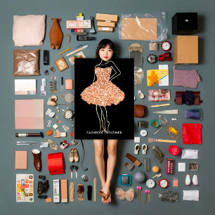 Carte De Visite Mode Styliste Robe Parties scintillant or Logo Ros