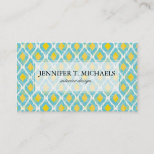 Carte De Visite Mode tribal moderne ikat blue-jaunat