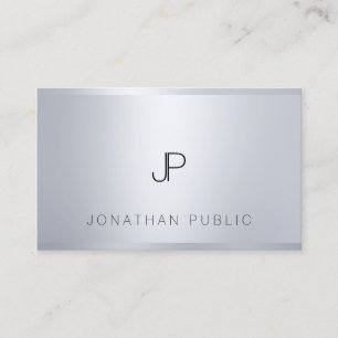 Carte De Visite Modèle Argent Élégant Monogramme Cool professionne