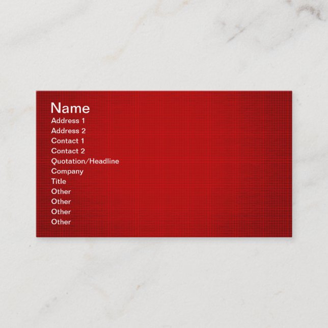 CARTE DE VISITE MODÈLE ARRIÈRE - PLAN MATRIX DI DE LA GRILLE ROUGE (Devant)