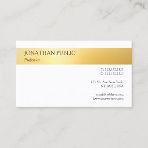Carte De Visite Modèle blanc or sophistiqué moderne simple