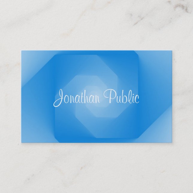 Carte De Visite Modèle Bleu Professionnel Texte Manuscrit Script (Devant)