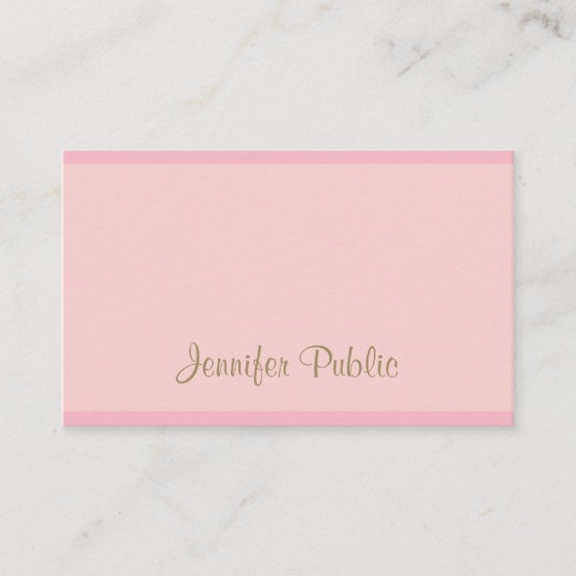 Carte De Visite Modèle Calligraphié moderne Pink Gold Script (Devant)