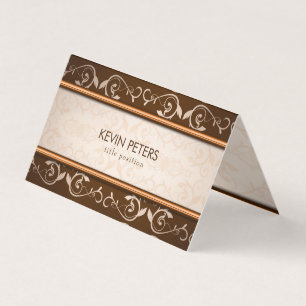Carte De Visite Modèle Damas Brown Et Beige