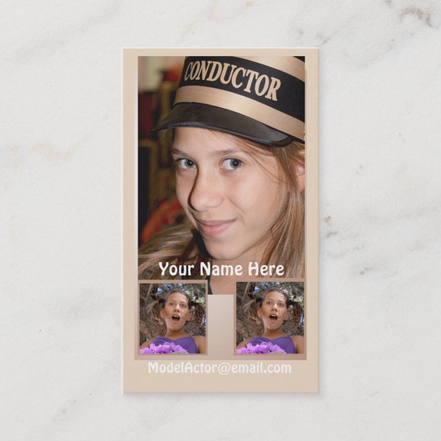 Carte de visite modèle de Headshot d'acteur (Devant)