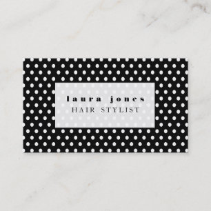 Carte De Visite Modèle de la liste de cheveux Pois noir et blanc