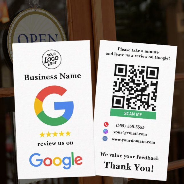 Carte De Visite Modèle de lien Google Review de White Small Busine (Créateur téléchargé)
