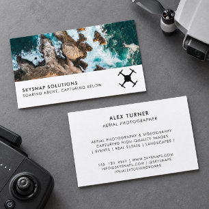 Carte De Visite Modèle de photo de drone pilote photographe UAV