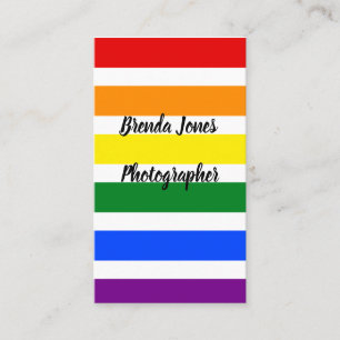 Carte De Visite Modèle de photographe coloré Rainbow Stripes