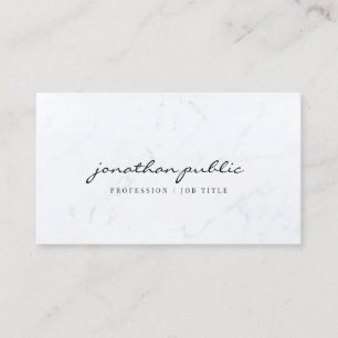 Carte De Visite Modèle de script simple en marbre élégant Profil