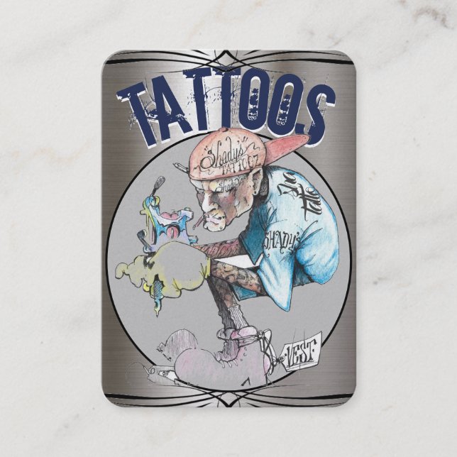 Carte De Visite Modèle de tatouage puissant, voiture    profession (Devant)