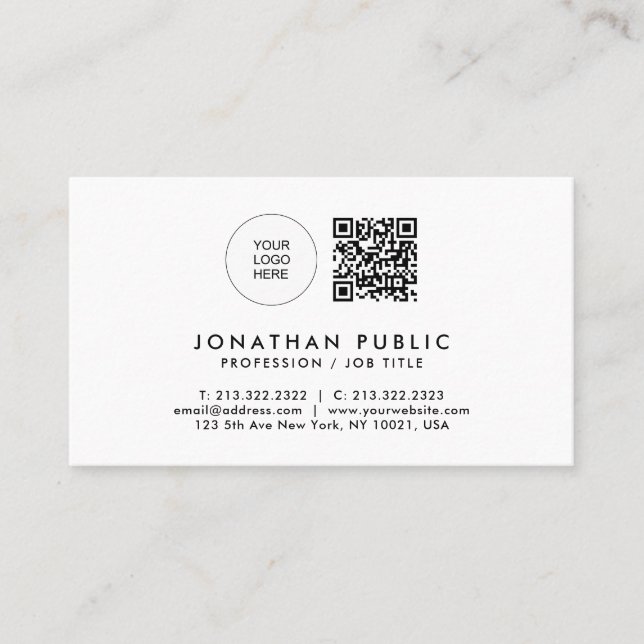 Carte De Visite Modèle de texte personnalisé élégant et moderne pr (Devant)