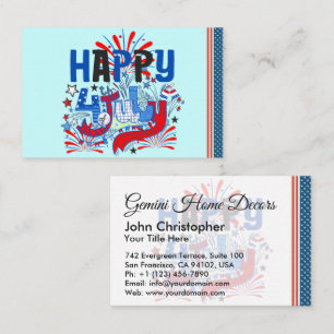 Carte De Visite Modèle éditable de célébration du 4 juillet Joyeux