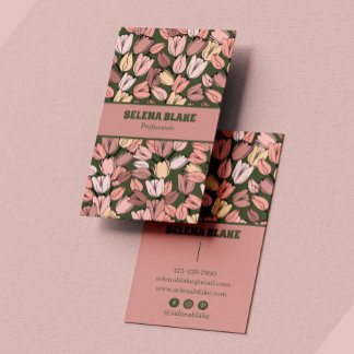 Carte De Visite Modèle floral moderne et élégant | Conception vert