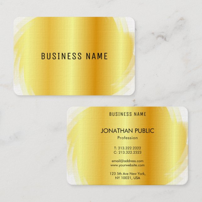 Carte De Visite Modèle Gold Look Professionnel Moderne Élégant (Devant / Derrière)