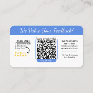 Carte De Visite Modèle Google Review minimaliste avec code QR
