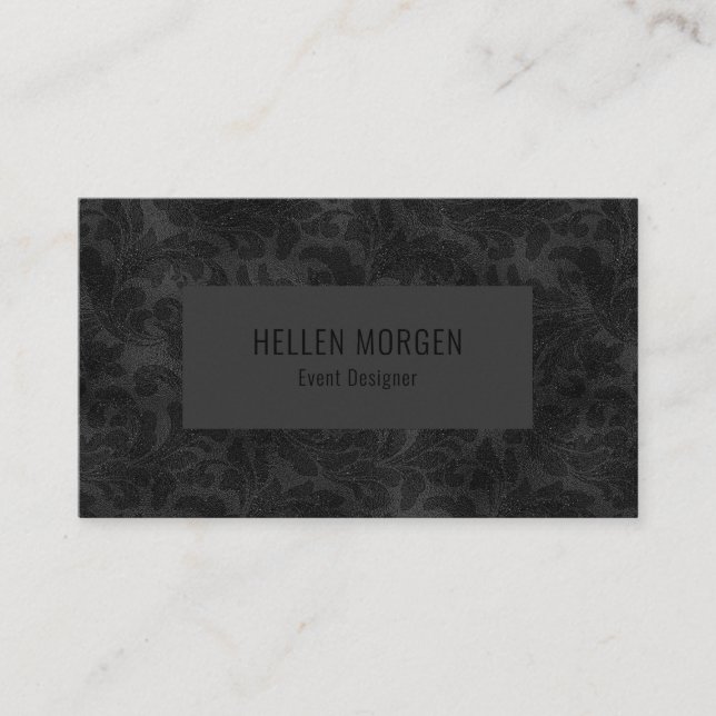 Carte De Visite Modèle luxueux monochromatique de Damas Florales (Devant)