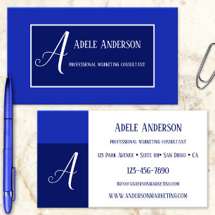 Carte de visite Modèle marketing Monogram Blue PR
