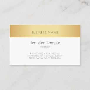 Carte De Visite Modèle minimaliste blanc or moderne personnalisé