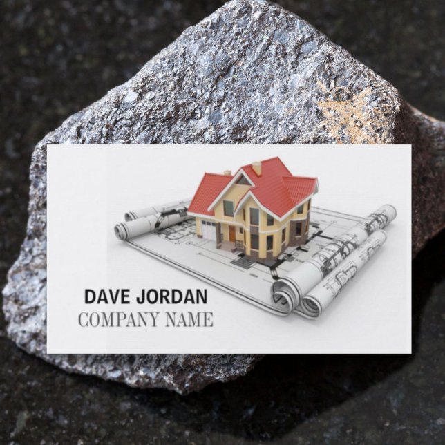 Carte De Visite Modèle moderne Construction Architecte Entrepreneu (Modern Blueprint Construction Architect Contractor Business Card)