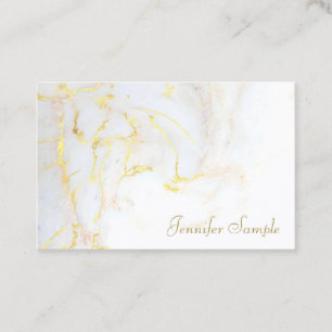 Carte De Visite Modèle moderne d'or élégant de marbre blanc d'or