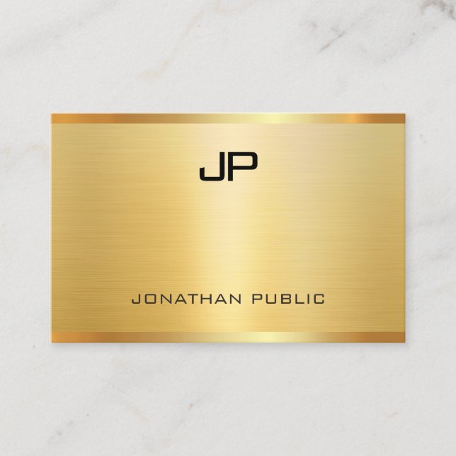 Carte De Visite Modèle moderne Elegant Faux Gold Professional (Devant)