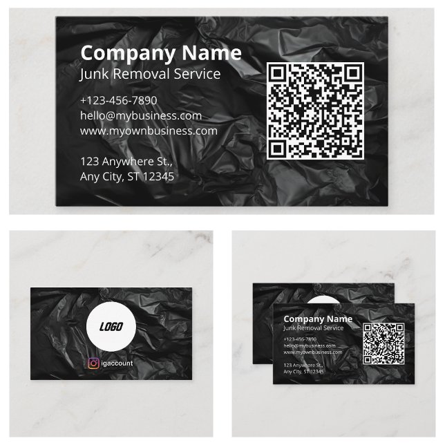 Carte De Visite Modèle noir pour l'enlèvement de déchets (Junk Removal Black Template Business Card
)