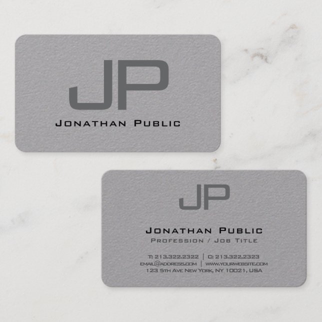 Carte De Visite Modèle personnalisé Monogramme luxueux Premium Gre (Devant / Derrière)