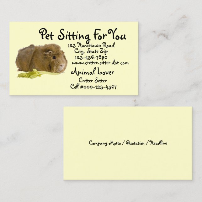 Carte De Visite Modèle photo adorable Ginger Guinée Pig (Devant / Derrière)