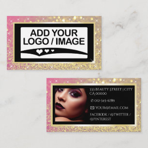 Carte De Visite Modèle photo de logo Rose Gold Sparkle de luxe
