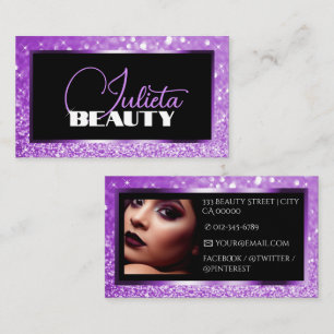 Carte De Visite Modèle photo de Parties scintillant Lilac Sparkle 