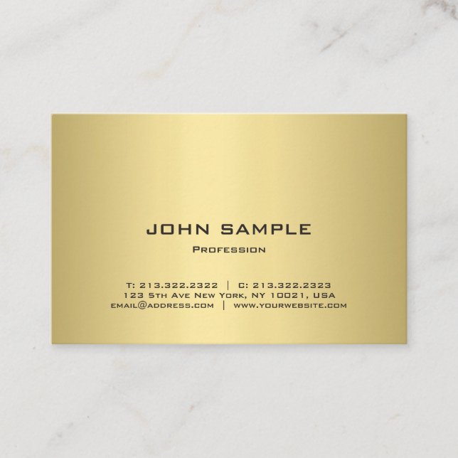 Carte De Visite Modèle professionnel Elegant Gold Look moderne (Devant)