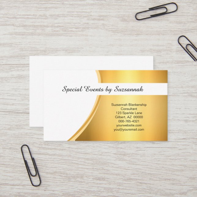 Carte De Visite Modèle professionnel Faux Gold uniquement (Devant/Arrière en situation)