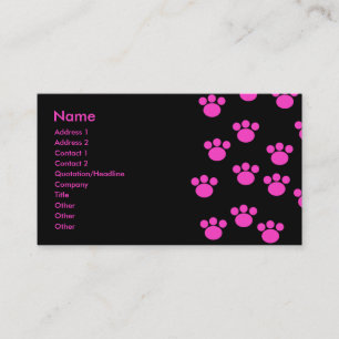 Carte De Visite Modèle rose et noir lumineux d'empreinte de patte