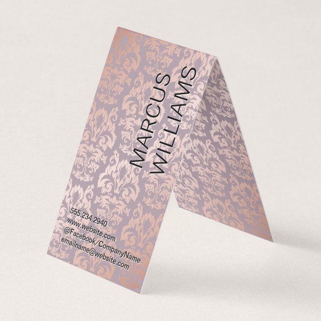 Carte De Visite Modèle rose Gold Damask (Devant)