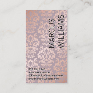 Carte De Visite Modèle rose Gold Damask