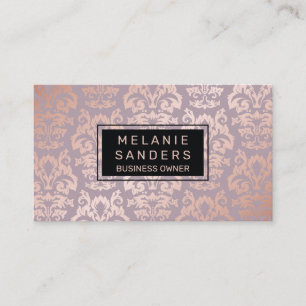 Carte De Visite Modèle rose Gold Damask Luxe