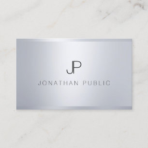 Carte De Visite Modèle Silver tendance Élégant Monogramme Moderne