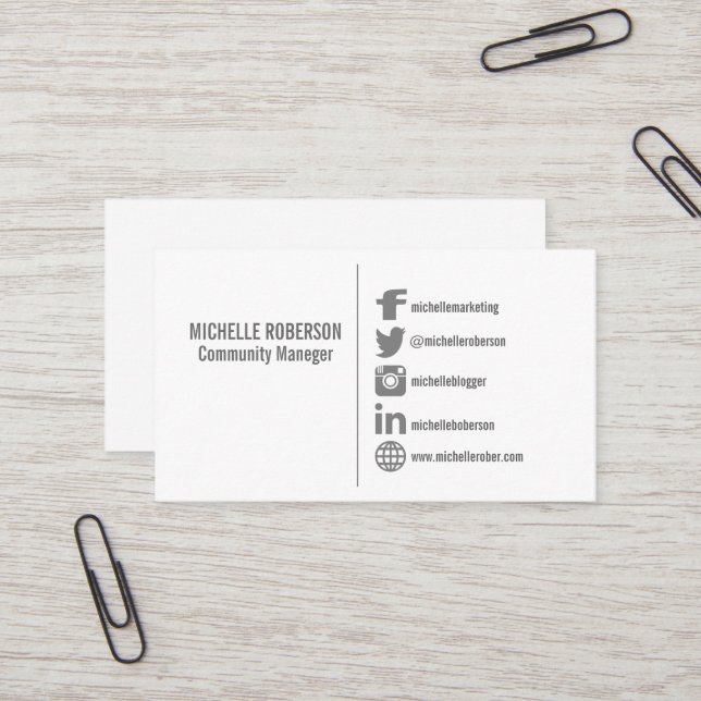 Carte De Visite Modèle social d'icônes de médias (Devant/Arrière en situation)