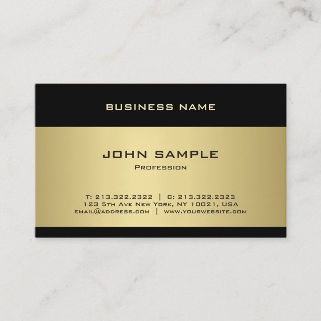 Carte De Visite Modèle tendance Elegant Gold Professional Moderne (Devant)