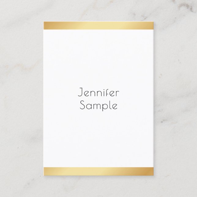 Carte De Visite Modèle tendance Or blanc moderne Professionnel mod (Devant)