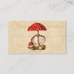 Carte De Visite Modèle vintage de champignons de rouge de