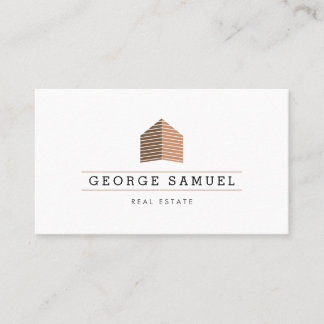 Carte De Visite Modern Abstract Home Logo Realtor Golden Monogram