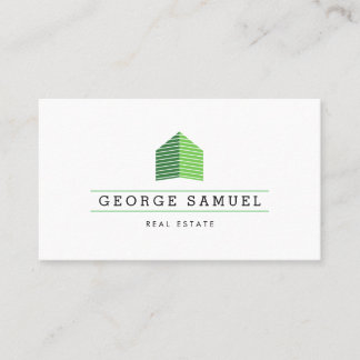 Carte De Visite Modern Abstract Home Logo Realtor QR Code White