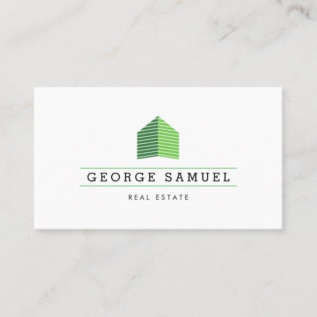 Carte De Visite Modern Abstract Home Logo Realtor QR Code White (Devant)