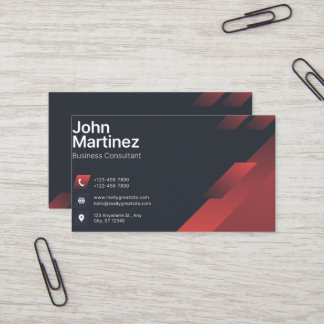Carte De Visite Modern Abstract Red & Grey Corporate Business Card
