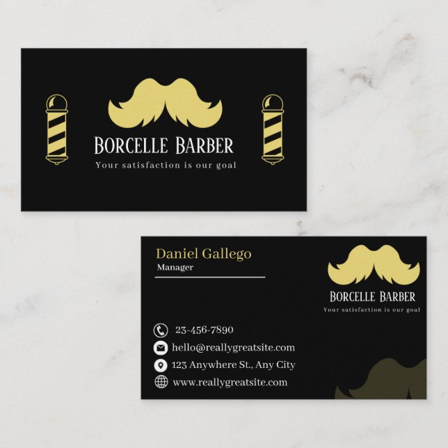 Carte De Visite Modern Barber Business Card (Devant / Derrière)