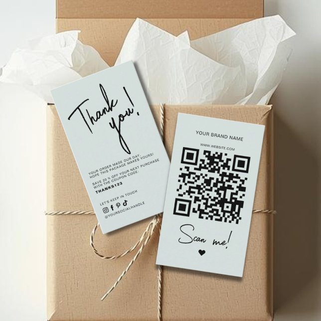 Carte De Visite Modern blue order thank you QR code (Créateur téléchargé)